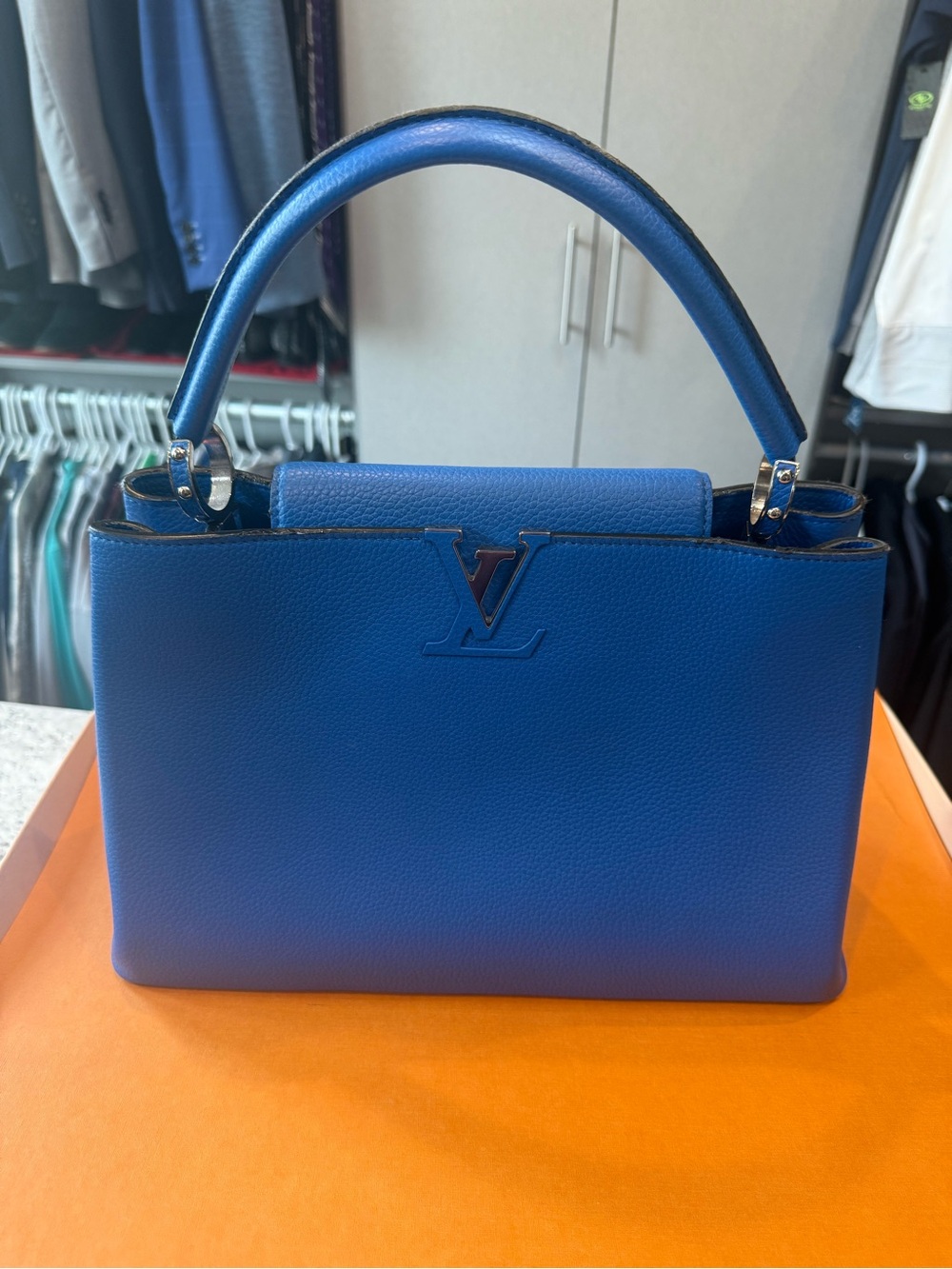 Louis Vuitton Capucines Small Top-Handle Bag in Blue